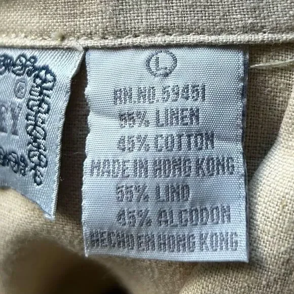 Jane Ashley Tan Silver Embroidered Linen Blend Shacket Shirt Women’s Large - Picture 14 of 14